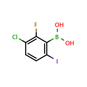 Chemical structure of (3-Chloro-2-fluoro-6-iodophenyl)boronic acid , AChemBlock AD291109