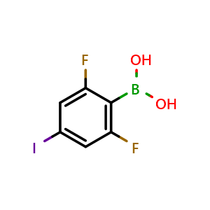 Chemical structure of (2,6-Difluoro-4-iodophenyl)boronic acid , AChemBlock AD291114