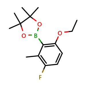 Chemical structure of 2-(6-Ethoxy-3-fluoro-2-methylphenyl)-4,4,5,5-tetramethyl-1,3,2-dioxaborolane , AChemBlock AD291129