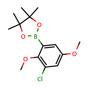 Chemical structure of 2-(3-Chloro-2,5-dimethoxyphenyl)-4,4,5,5-tetramethyl-1,3,2-dioxaborolane , AChemBlock AD291141
