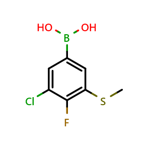 Chemical structure of (3-Chloro-4-fluoro-5-(methylthio)phenyl)boronic acid , AChemBlock AD291143