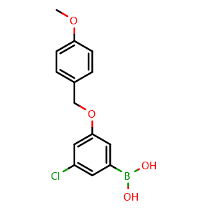 Chemical structure of (3-Chloro-5-((4-methoxybenzyl)oxy)phenyl)boronic acid , AChemBlock AD291146