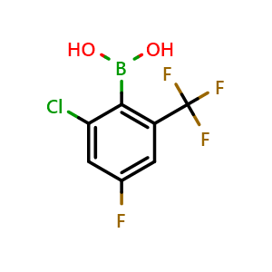 Chemical structure of (2-Chloro-4-fluoro-6-(trifluoromethyl)phenyl)boronic acid , AChemBlock AD291148