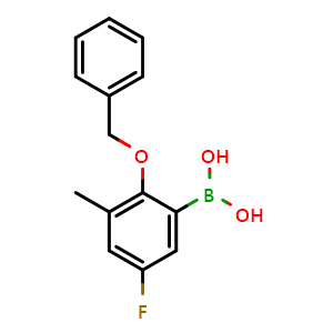 Chemical structure of (2-(Benzyloxy)-5-fluoro-3-methylphenyl)boronic acid , AChemBlock AD291152