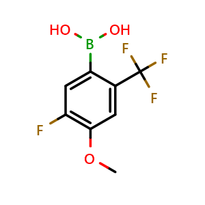 Chemical structure of (5-Fluoro-4-methoxy-2-(trifluoromethyl)phenyl)boronic acid , AChemBlock AD291153
