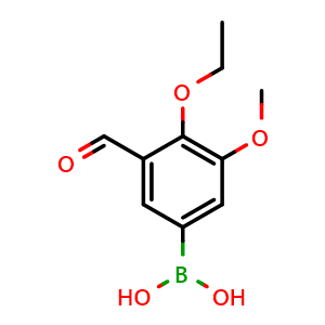 Chemical structure of (4-Ethoxy-3-formyl-5-methoxyphenyl)boronic acid , AChemBlock AD291156