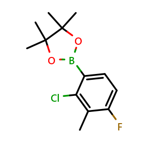 Chemical structure of 2-(2-Chloro-4-fluoro-3-methylphenyl)-4,4,5,5-tetramethyl-1,3,2-dioxaborolane , AChemBlock AD291157