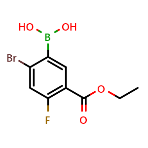 Chemical structure of (2-Bromo-5-(ethoxycarbonyl)-4-fluorophenyl)boronic acid , AChemBlock AD291167