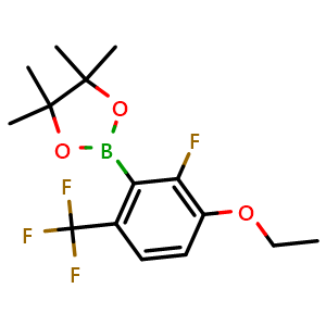 Chemical structure of 2-(3-Ethoxy-2-fluoro-6-(trifluoromethyl)phenyl)-4,4,5,5-tetramethyl-1,3,2-dioxaborolane , AChemBlock AD291169