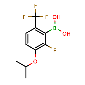 Chemical structure of (2-Fluoro-3-isopropoxy-6-(trifluoromethyl)phenyl)boronic acid , AChemBlock AD291170