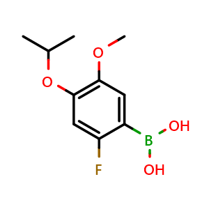 Chemical structure of (2-Fluoro-4-isopropoxy-5-methoxyphenyl)boronic acid , AChemBlock AD291174