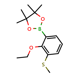 Chemical structure of 2-(2-Ethoxy-3-(methylthio)phenyl)-4,4,5,5-tetramethyl-1,3,2-dioxaborolane , AChemBlock AD291176