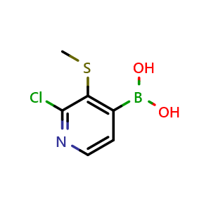 Chemical structure of (2-Chloro-3-(methylthio)pyridin-4-yl)boronic acid , AChemBlock AD291177