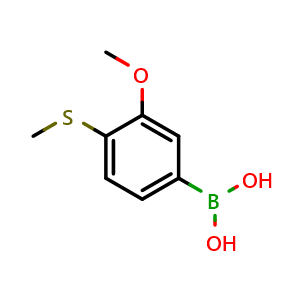 Chemical structure of (3-Methoxy-4-(methylthio)phenyl)boronic acid , AChemBlock AD291180