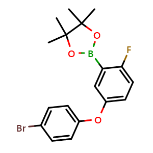 Chemical structure of 2-(5-(4-Bromophenoxy)-2-fluorophenyl)-4,4,5,5-tetramethyl-1,3,2-dioxaborolane , AChemBlock AD291183