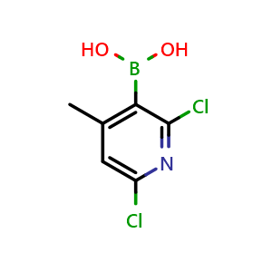 Chemical structure of (2,6-Dichloro-4-methylpyridin-3-yl)boronic acid , AChemBlock AD291186
