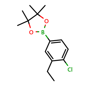 Chemical structure of 2-(4-Chloro-3-ethylphenyl)-4,4,5,5-tetramethyl-1,3,2-dioxaborolane , AChemBlock AD291189