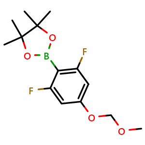 Chemical structure of 2-(2,6-Difluoro-4-(methoxymethoxy)phenyl)-4,4,5,5-tetramethyl-1,3,2-dioxaborolane , AChemBlock AD291193