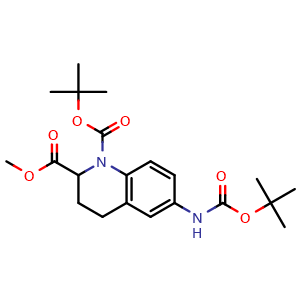 Chemical structure of 1-(tert-Butyl) 2-methyl 6-((tert-butoxycarbonyl)amino)-3,4-dihydroquinoline-1,2(2H)-dicarboxylate , AChemBlock AD291202