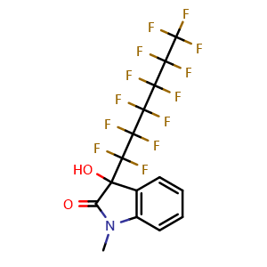 Chemical structure of 3-Hydroxy-1-methyl-3-(1,1,2,2,3,3,4,4,5,5,6,6,6-tridecafluorohexyl)indol-2-one , AChemBlock AD291210