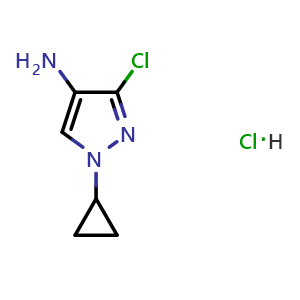 Chemical structure of 3-Chloro-1-cyclopropyl-1H-pyrazol-4-amine (hydrochloride) , AChemBlock AD291211