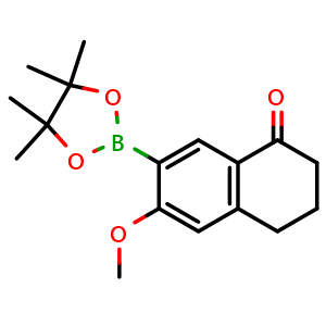 Chemical structure of 6-Methoxy-7-(4,4,5,5-tetramethyl-1,3,2-dioxaborolan-2-yl)-3,4-dihydronaphthalen-1(2H)-one , AChemBlock AD291221