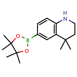 Chemical structure of 4,4-Dimethyl-6-(4,4,5,5-tetramethyl-1,3,2-dioxaborolan-2-yl)-1,2,3,4-tetrahydroquinoline , AChemBlock AD291226