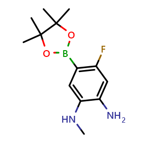 Chemical structure of 4-Fluoro-N1-methyl-5-(4,4,5,5-tetramethyl-1,3,2-dioxaborolan-2-yl)benzene-1,2-diamine , AChemBlock AD291228