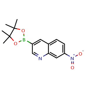 Chemical structure of 7-Nitro-3-(4,4,5,5-tetramethyl-1,3,2-dioxaborolan-2-yl)quinoline , AChemBlock AD291241
