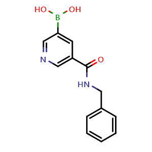 Chemical structure of (5-(Benzylcarbamoyl)pyridin-3-yl)boronic acid , AChemBlock AD291243
