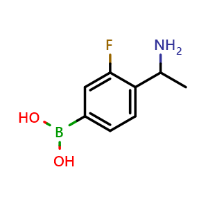 Chemical structure of (4-(1-Aminoethyl)-3-fluorophenyl)boronic acid , AChemBlock AD291246