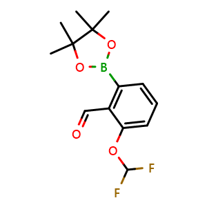 Chemical structure of 2-(Difluoromethoxy)-6-(4,4,5,5-tetramethyl-1,3,2-dioxaborolan-2-yl)benzaldehyde , AChemBlock AD291250