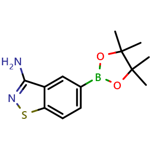 Chemical structure of 5-(4,4,5,5-Tetramethyl-1,3,2-dioxaborolan-2-yl)benzo[d]isothiazol-3-amine , AChemBlock AD291252