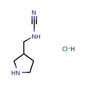 Chemical structure of N-(Pyrrolidin-3-ylmethyl)cyanamide hydrochloride , AChemBlock AD291256