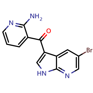 Chemical structure of (2-Aminopyridin-3-yl)(5-bromo-1H-pyrrolo[2,3-b]pyridin-3-yl)methanone , AChemBlock AD291263