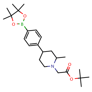 Chemical structure of tert-Butyl 2-(2-methyl-4-(4-(4,4,5,5-tetramethyl-1,3,2-dioxaborolan-2-yl)phenyl)piperidin-1-yl)acetate , AChemBlock AD291266