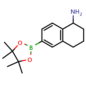 Chemical structure of 6-(4,4,5,5-Tetramethyl-1,3,2-dioxaborolan-2-yl)-1,2,3,4-tetrahydronaphthalen-1-amine , AChemBlock AD291267