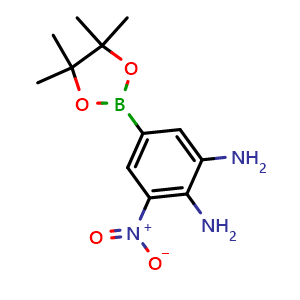 Chemical structure of 3-Nitro-5-(4,4,5,5-tetramethyl-1,3,2-dioxaborolan-2-yl)benzene-1,2-diamine , AChemBlock AD291268