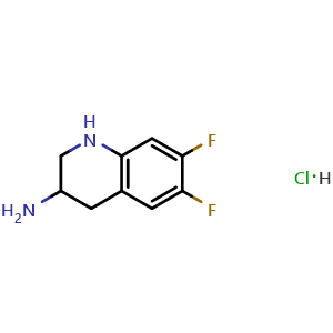 Chemical structure of 6,7-Difluoro-1,2,3,4-tetrahydroquinolin-3-amine hydrochloride , AChemBlock AD291280