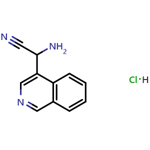 Chemical structure of 2-Amino-2-(isoquinolin-4-yl)acetonitrile (hydrochloride) , AChemBlock AD291282