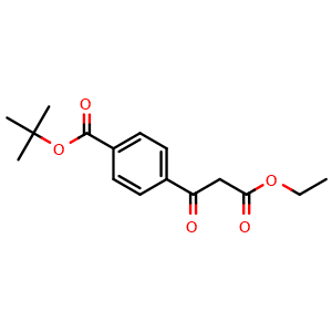 Chemical structure of tert-Butyl 4-(3-ethoxy-3-oxopropanoyl)benzoate , AChemBlock AD291288