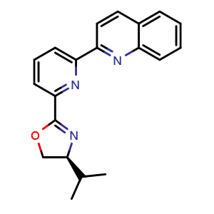 Chemical structure of (S)-4-Isopropyl-2-(6-(quinolin-2-yl)pyridin-2-yl)-4,5-dihydrooxazole , AChemBlock AD291289