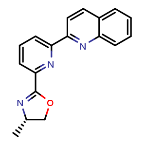 Chemical structure of (S)-4-Methyl-2-(6-(quinolin-2-yl)pyridin-2-yl)-4,5-dihydrooxazole , AChemBlock AD291290