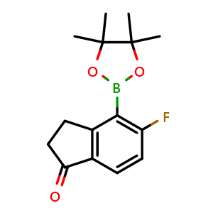 Chemical structure of 5-Fluoro-4-(4,4,5,5-tetramethyl-1,3,2-dioxaborolan-2-yl)-2,3-dihydro-1H-inden-1-one , AChemBlock AD291299
