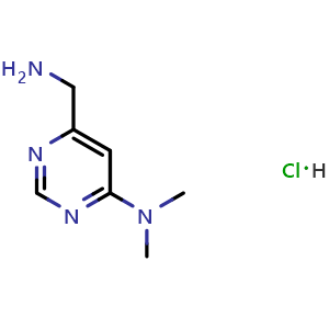 Chemical structure of 6-(Aminomethyl)-N,N-dimethylpyrimidin-4-amine hydrochloride , AChemBlock AD291316