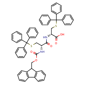 Chemical structure of Fmoc-D-Cys(Trt)-D-Cys(Trt)-OH , AChemBlock AD291324