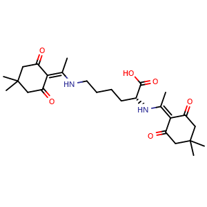 Chemical structure of Dde-D-Lys(dde)-OH , AChemBlock AD291327