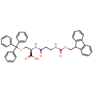 Chemical structure of Fmoc-β-Ala-D-Cys(Trt)-OH , AChemBlock AD291332