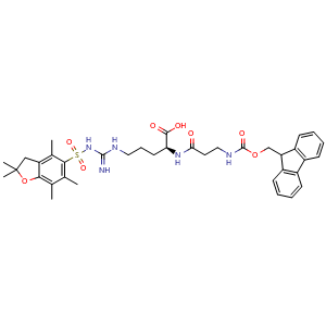 Chemical structure of Fmoc-β-Ala-Arg(pbf)-OH , AChemBlock AD291345