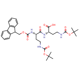 Chemical structure of Fmoc-Dab(Boc)-Dab(Boc)-OH , AChemBlock AD291351
